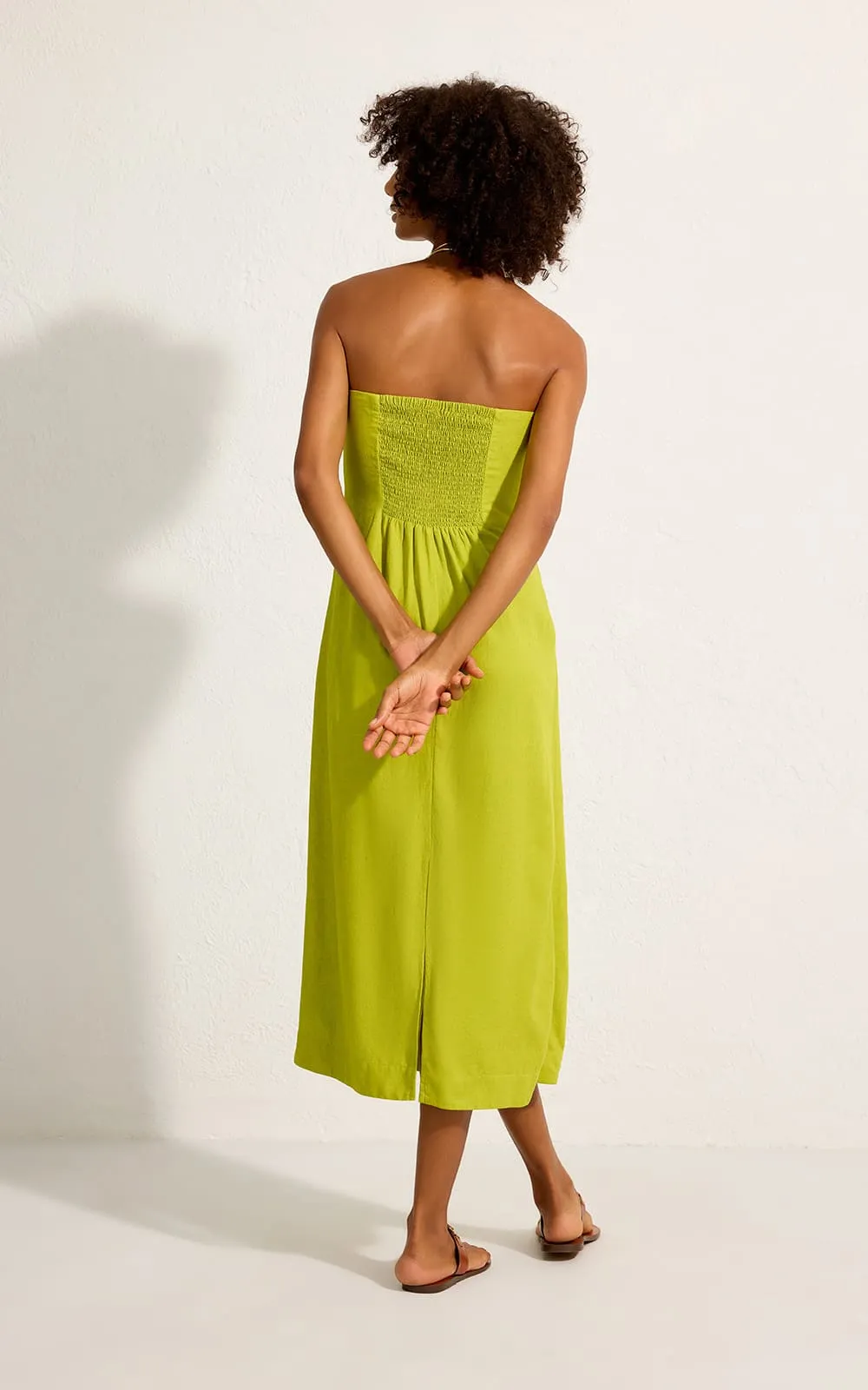 Vestido Sem Manga Com Lastex Verde Horto